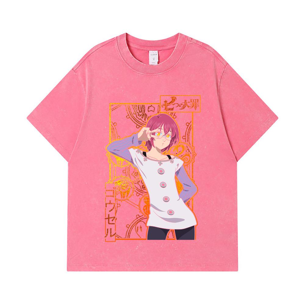275 GSM Washed T-shirts 100% Cotton Seven Deadly Sins V11 Gowther Print Unisex Heavy Cotton T Shirt