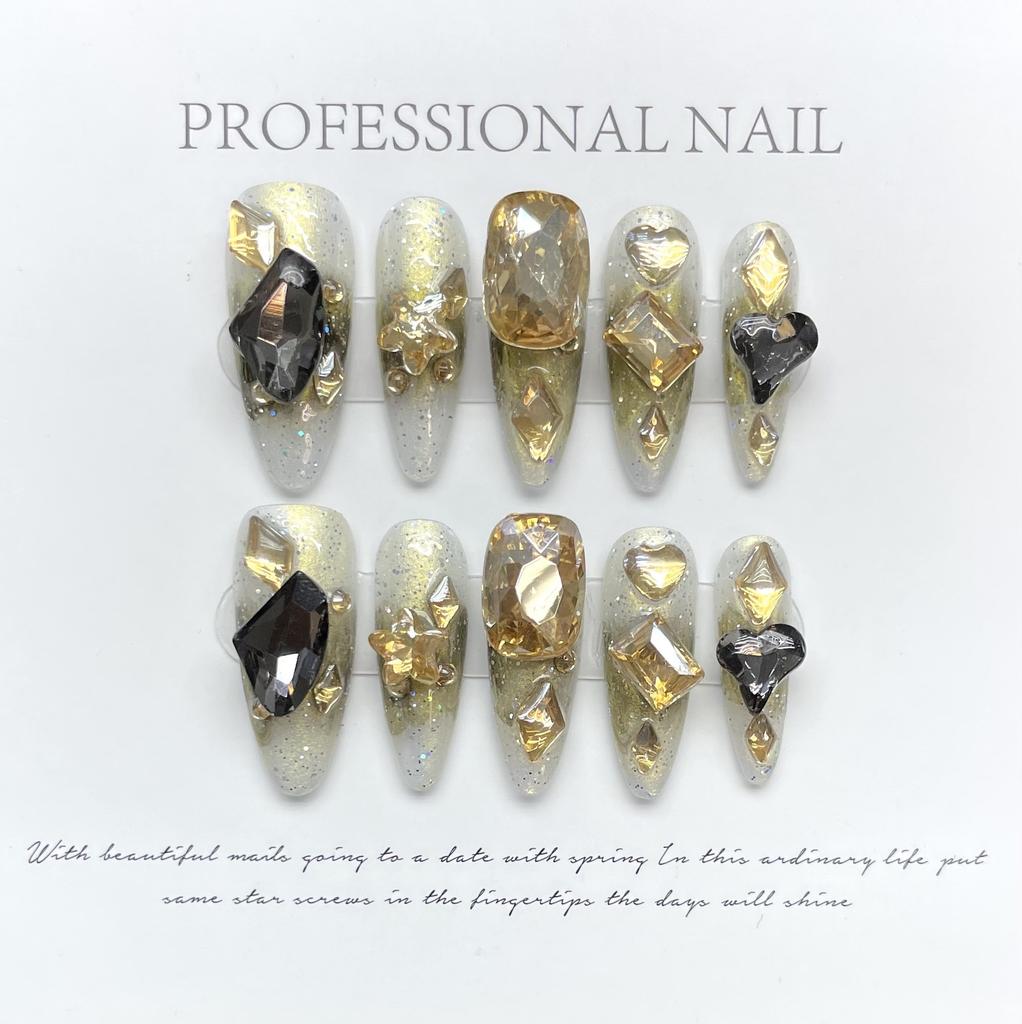 10pcs/set Purely Handmade Wearable Nails Removable Nail Art French Simple False Nails Finished Long and Short Nails