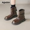 Augustine brown Martin boots new winter French thin boots thick-soled Maillard velvet short boots