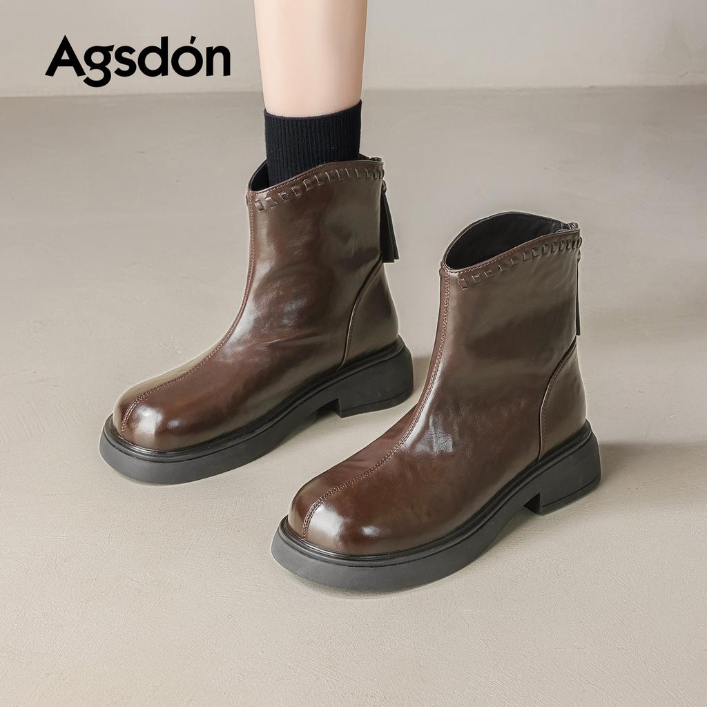 Augustine brown Martin boots new winter French thin boots thick-soled Maillard velvet short boots