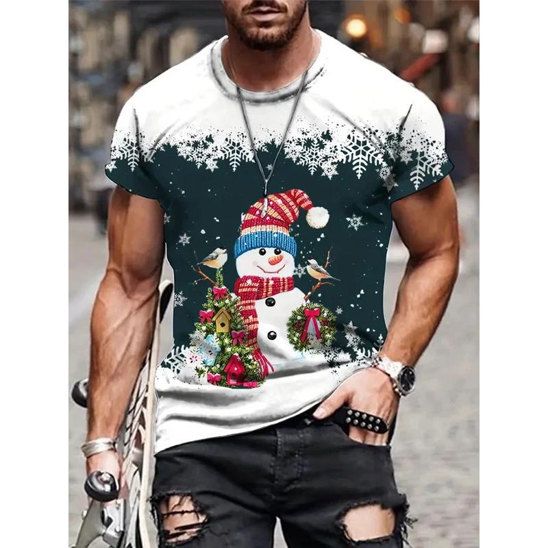 3D Printing Fun Tree Christmas Novel Pattern 3D Printing T-shirt Short Sleeve Men's Party T-shirt