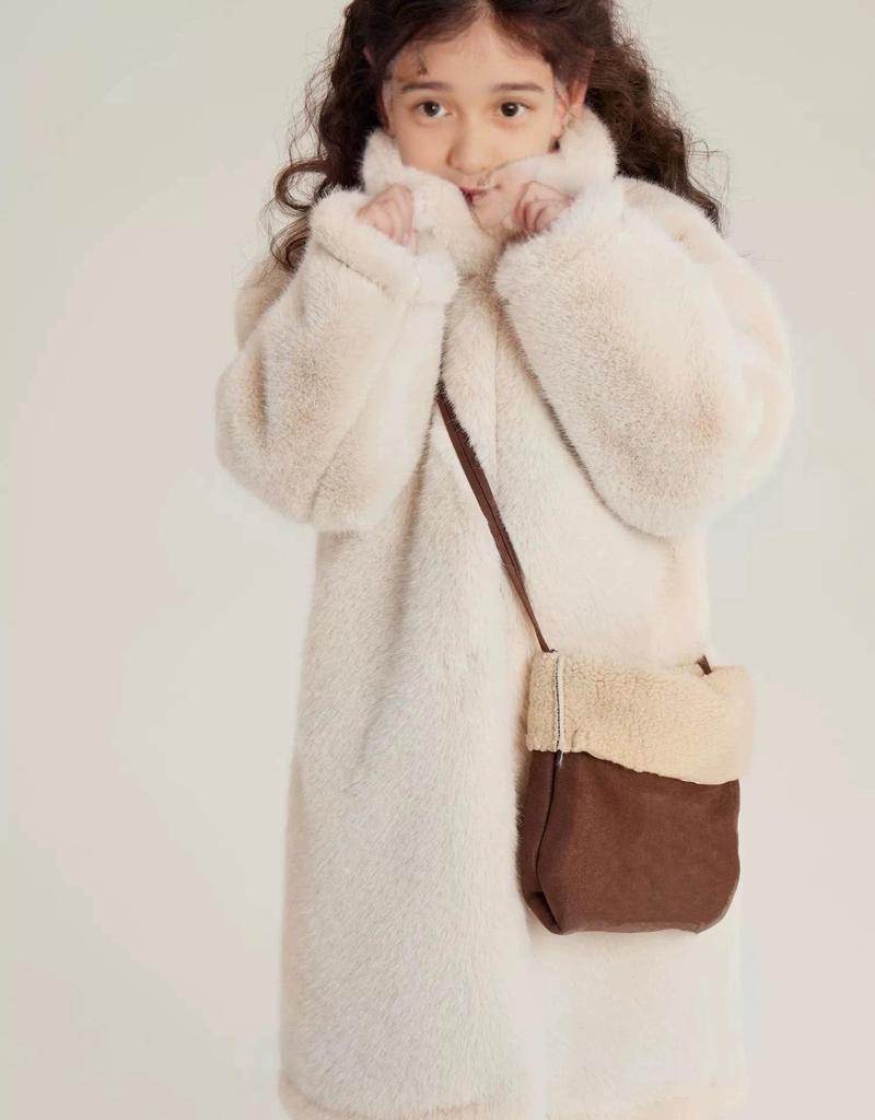 Girls' Long Faux Fur Winter Coat – Thick Plush Mink Velvet Lining