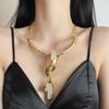 Niche Design Fashion Exaggerated Rhinestone Metal Streamer Detachable Necklace Light Luxury High Sense Clavicle Chain Choker