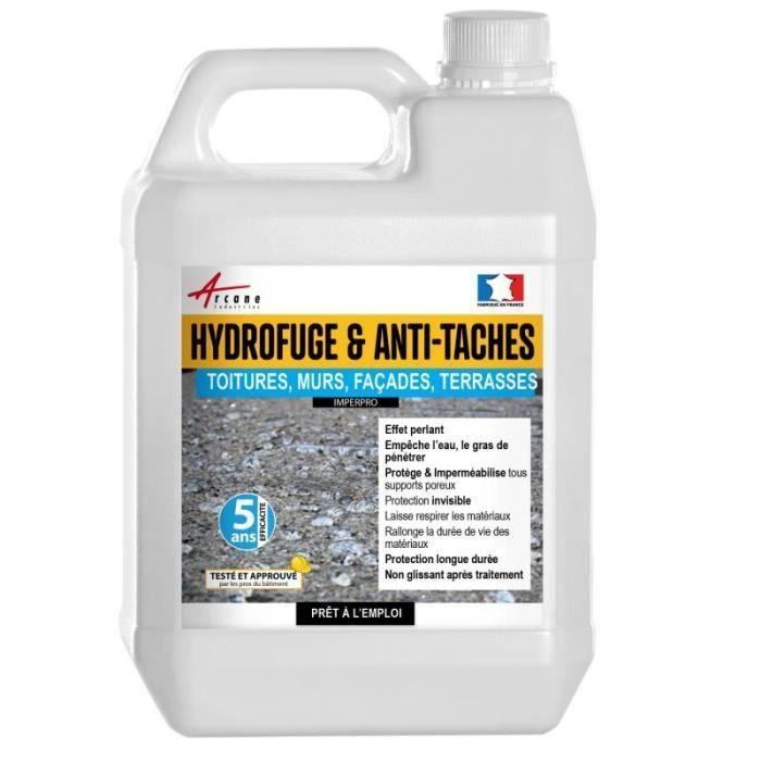 HYDROFUGE et ANTI TACHES imperméabilisant murs, sols, toitures et facades - IMPERPRO 5 L (jusqu'à 25 m²) -