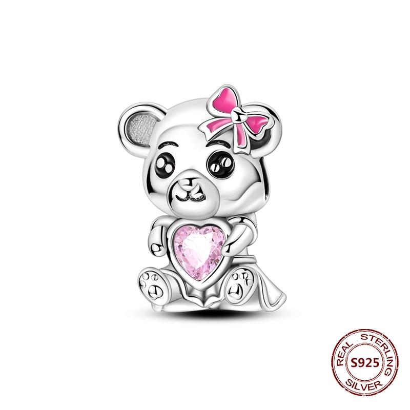 

Eternal Love Charm Copper Original Colorful Zircon Palette Little Bear Trendy Charms Diy Jewelry For Women Bracelet