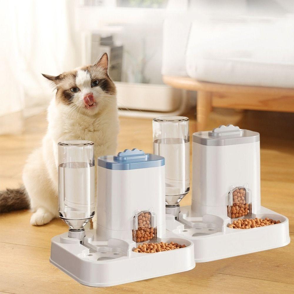 Automatic Cat Dog Water Feeder - Large Capacity Zero-power Integrated Food Water Dispenser, for Multi-cat Households Catteries