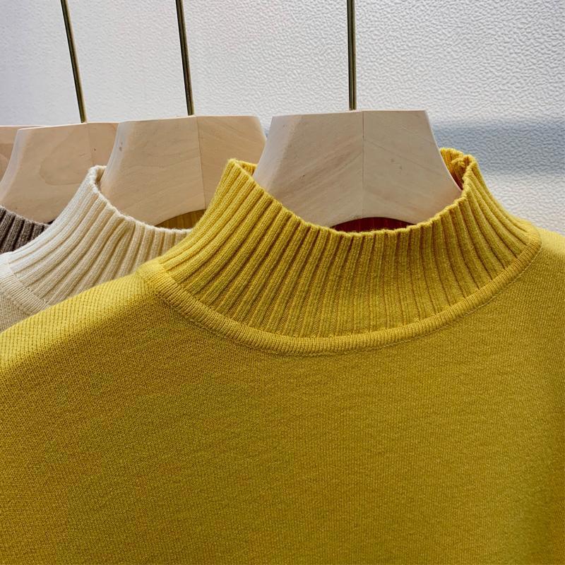 Rolák Jednobarevný Svetr Dámská Móda Nové Strečové Topy Pletené Pulovry Dlouhý Rukáv Spodní Pletené Jednoduché Šik Oblečení