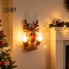 Humorous Christmas Party Decor Middle Finger Light, Naughty Santa Claus Reindeer Giving Lamp with LED Novelty Holiday Home Decorations Warm Glow, Wall