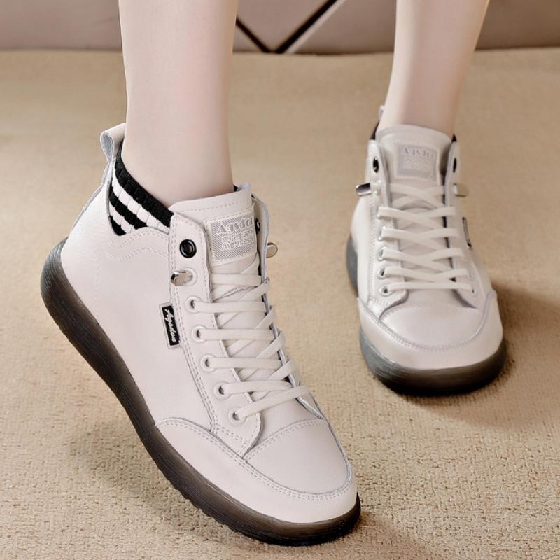 Fashion Soft Soled Single Shoe 2024 Autumn New Solid Color Versatile Casual Wedge Heel Lightweight Anti Slip Sports Women Sneakers