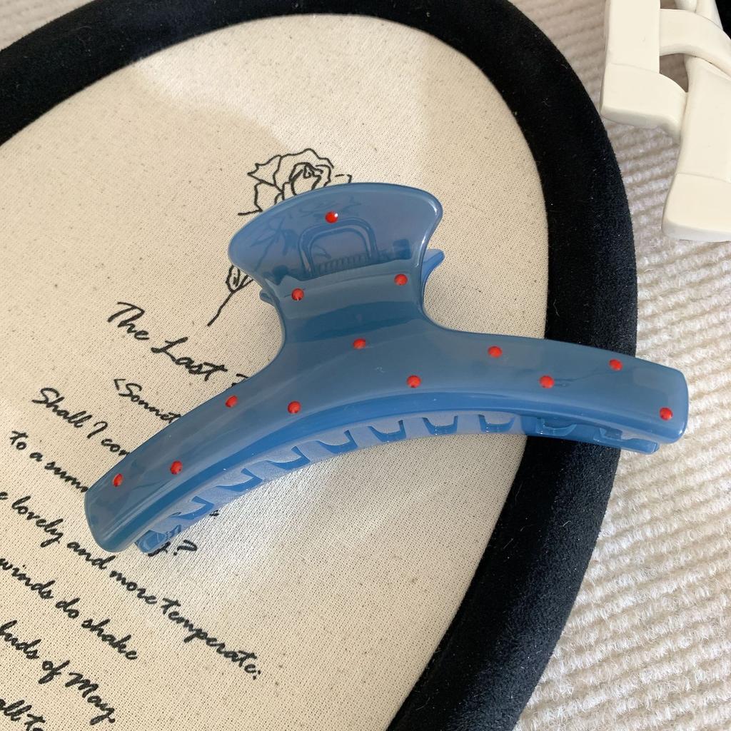 Vintage Delicate Geometric Hollowed-out Blue Polka-Dot Hair Claw Simple Fashion Pvc Large Shark Clip Hair Accessories