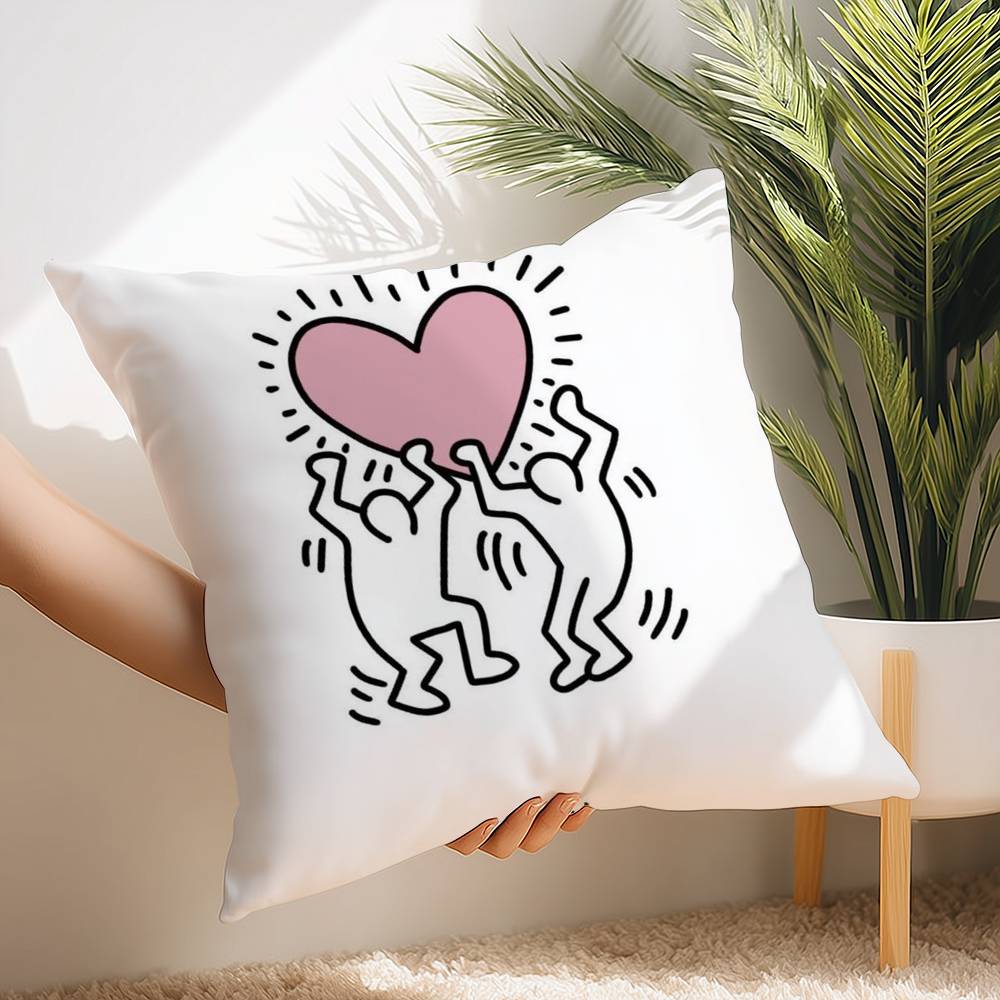 Funny K-Keith H-Harings Art Pillow Case Short Plush Print Cushion Cover Square Throw Pillow Covers Sofa Home Decor