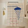 Korean Style Bathroom Shower Curtain Partition Anti-Mold Set No-Drill Waterproof Fabric Dry Wet Separation Bath Curtain