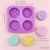 4-Cavity Round Flower Silicone Mold