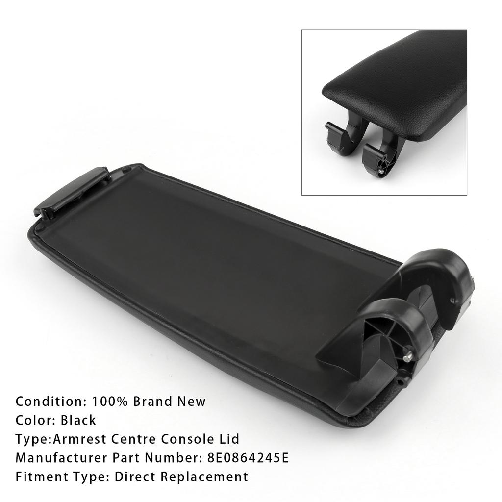 Black Leather Armrest Centre Console Lid For A4 B6 B7 2001-2008 8E0864245E
