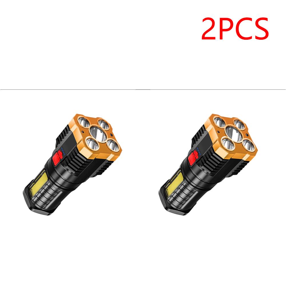 2pcs P7900 Super Bright Flashlight Rechargeable Waterproof Spotlight Lamp 300-1000m Range IPX6 Waterproof USB Charging Lamp
