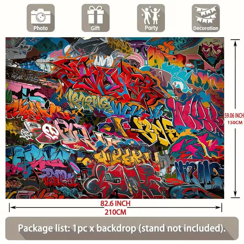 2D Colorful Graffiti Wall Photography Background Cloth