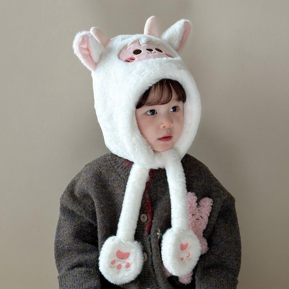 Kawaii Capybara Hooded Scarf Lamb Cartoon Beanie Caps Versatile Baby Ear Protection Hat Infant