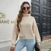 Chic Women Loose Turtleneck Sweater Colorful Blend Balloon Sleeve Autumn Winter Sizes S to L