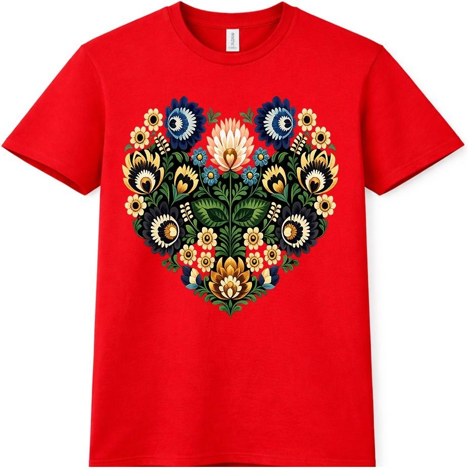 Floral Heart T Shirt Folk Art Botanical Flower Graphic Tee Boho