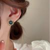 Green Color CZ Crystal Rhinestone Twist Stud Earring for Women Creative Simple Cute Geometry Jewelry Girl Friend Gift