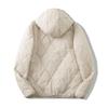 Men's Hooded Cotton Jacket with Mulberry Silk, Diamond Pattern, Winter Casual Outerwear.