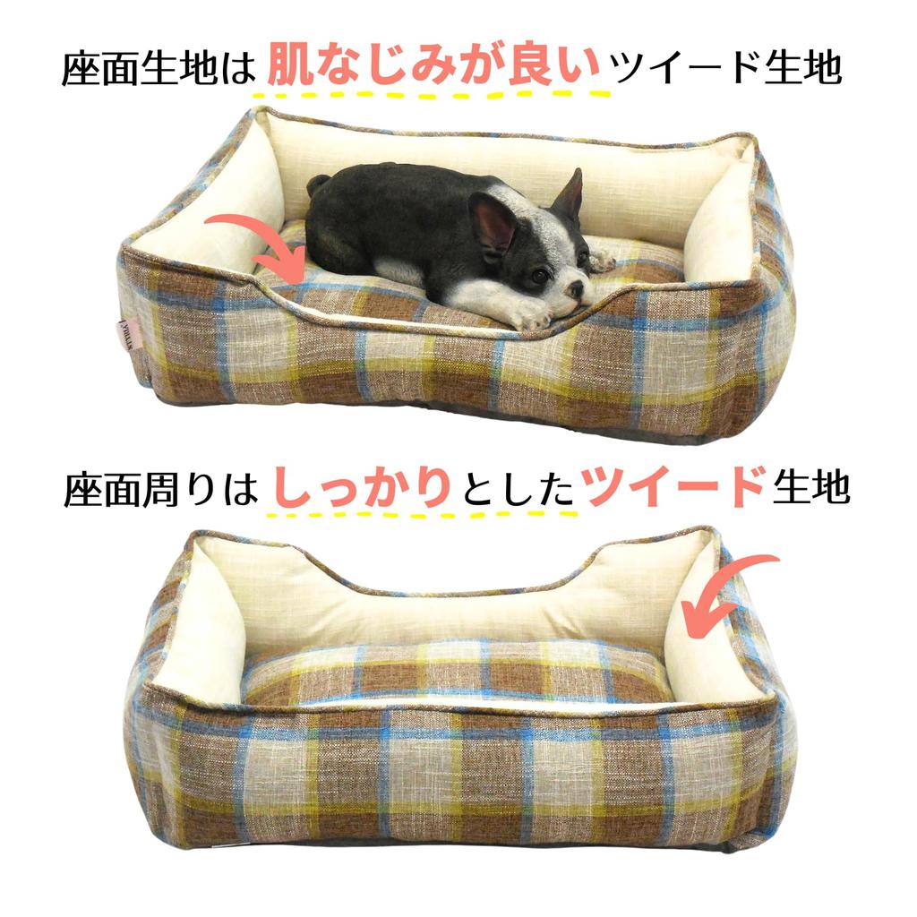 STYRIA Madras Check Tweed Pet Bed for Dogs and Suitable for Small Dogs Bed Size Cats, Washable, Spring/Summer, Summer, All-Season, Stylish, Cute,