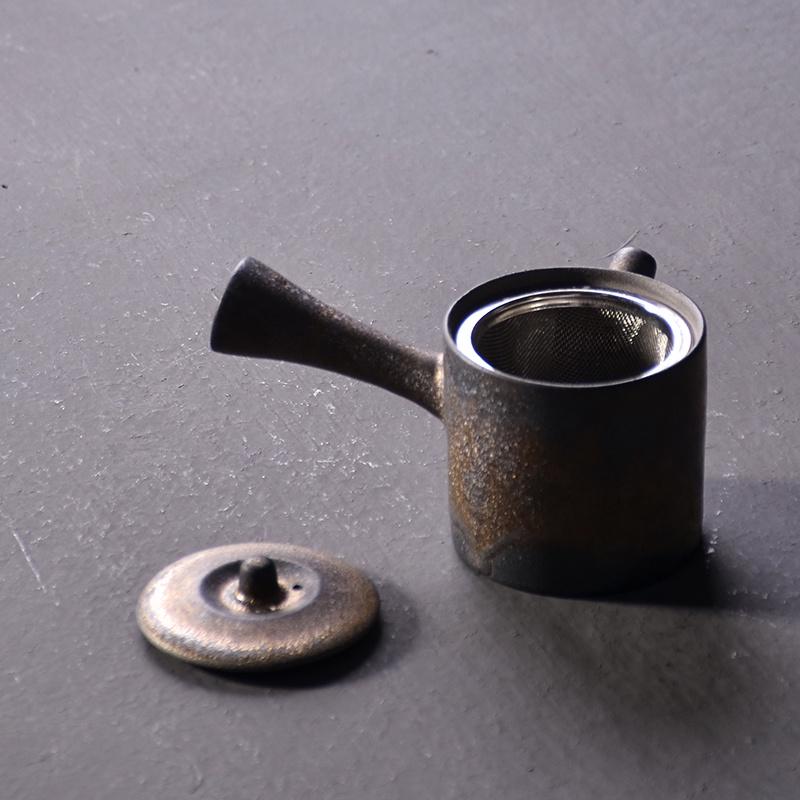 175ml Japanese Style Ceramic Side Handle Teapot Vintage Handmade Gilded Kung Fu Tea Set