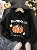 Halloween-themed Cartoon Pumpkin Hoodie for Children, Fleece-lined Warm Pullover Sweatshirt for Autumn and Winter