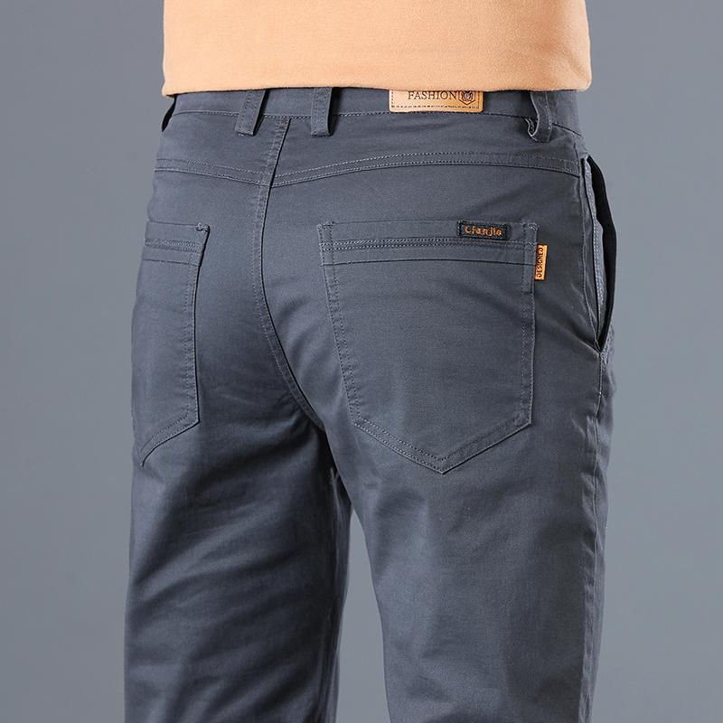 Men's Pure Cotton Classic Solid Color Casual Pants Business Stretch Slim Straight Brand Trousers Male