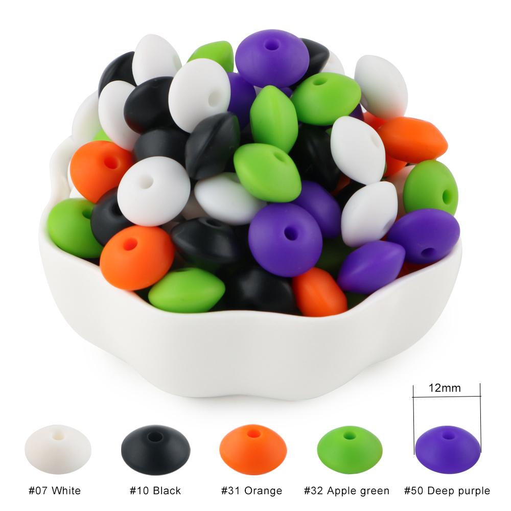 

Halloween Silicone Focal Beads Round Beads Silicone Lentil Beads Set Use For Beadable Pen Keychain DIY Handmade Accessories