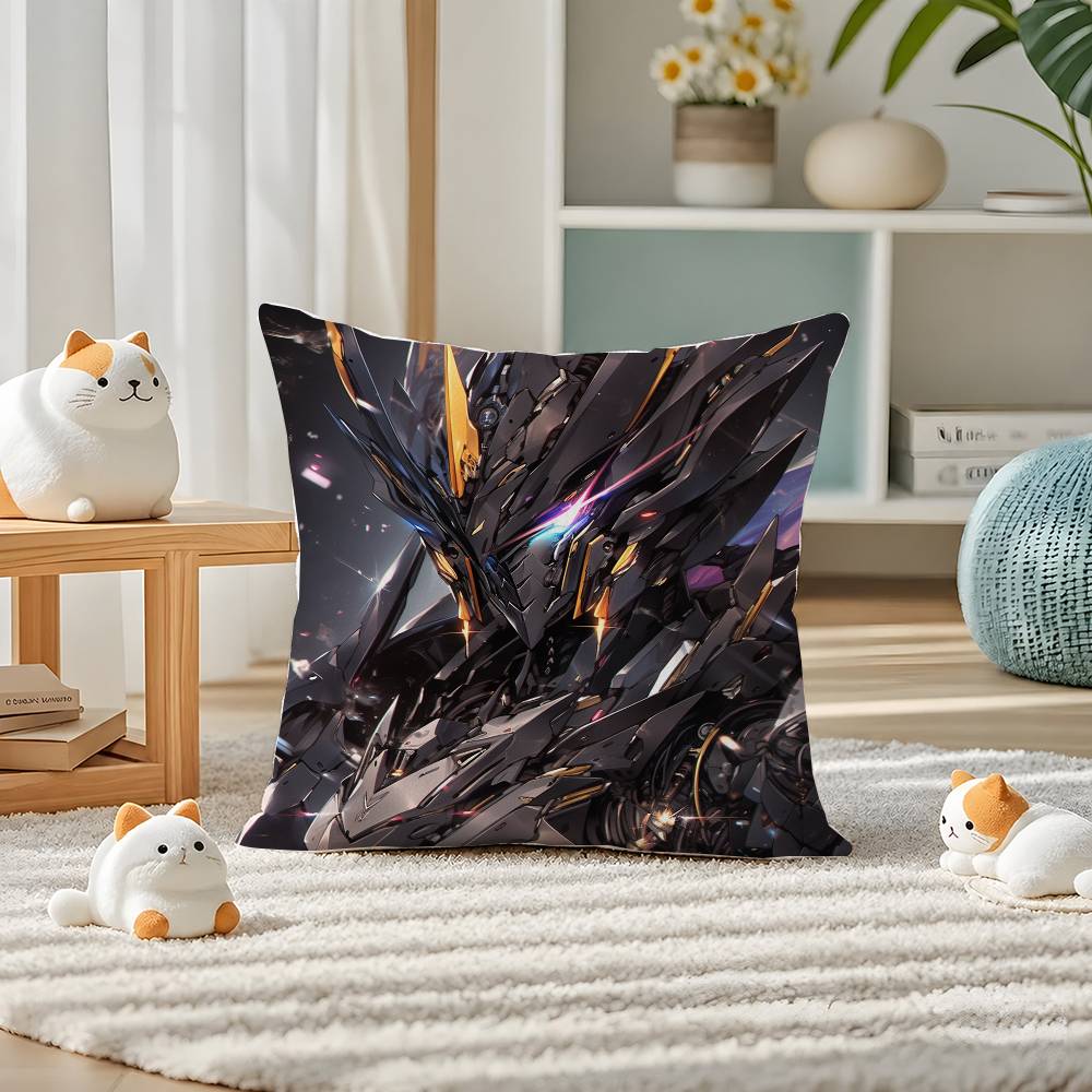 Mobile Suit Gundam Sandrock Gundam Anime Plush Pillow Cover Soft Short Plush Cushion Cover For Sofa Bedroom Home Decor Gift