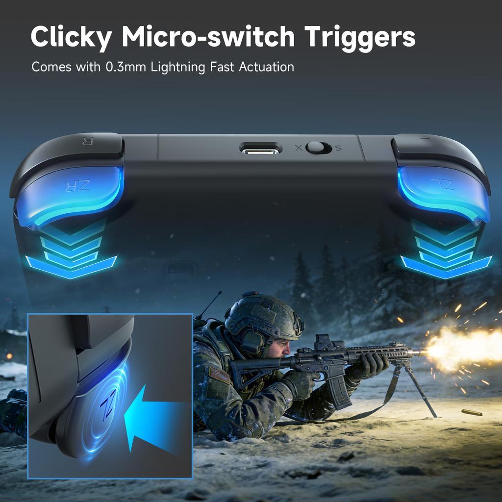 AceGamer Controller Portatile per Giochi Joystick a Effetto Hall Portatili Gamepad Bluetooth 1000Hz per Switch/Switch2/Android/iOS/PC/Steamdeck