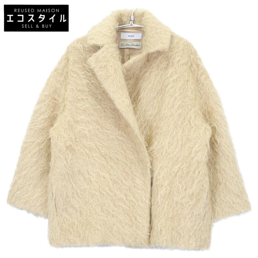 Saqui 19AW Yellow Mohair Jacquard Jacket Coat Coat 38 yellowUsed