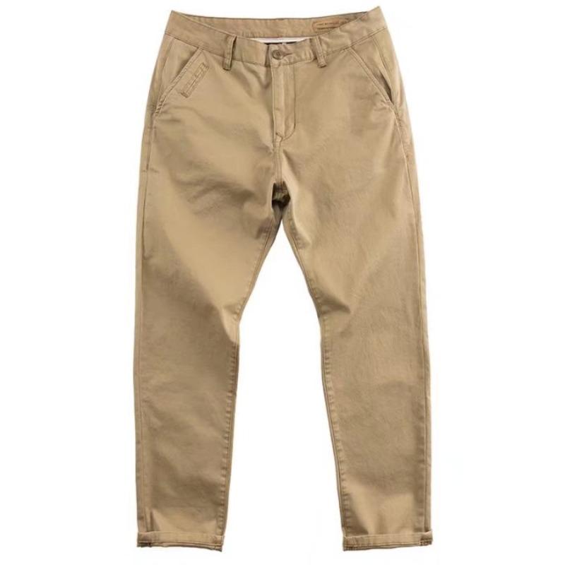 Pánské jarní bavlněné pracovní kalhoty v korejském stylu - ležérní rovný střih, jednobarevné kalhoty