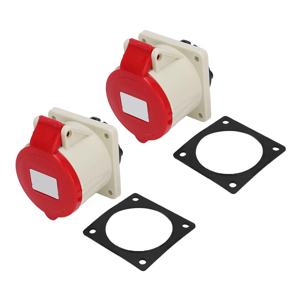 2pcs Industrial Plug Socket 3P+E 4 Pin Connector Waterproof for Construction Parking Lots Trailers 380415V 32A