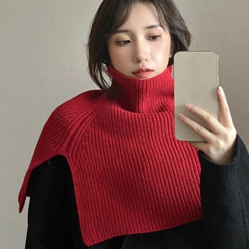 Pullover Knitted Shawl Warm Neck Wraps Elegant High Neck Scarf  Student