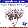 4 Pcs 4th of July Decorations Patriotic Artificial Berry Stem Picks White Blue Red Pearls and American Flags for Independence Day Memorial Day, Home
