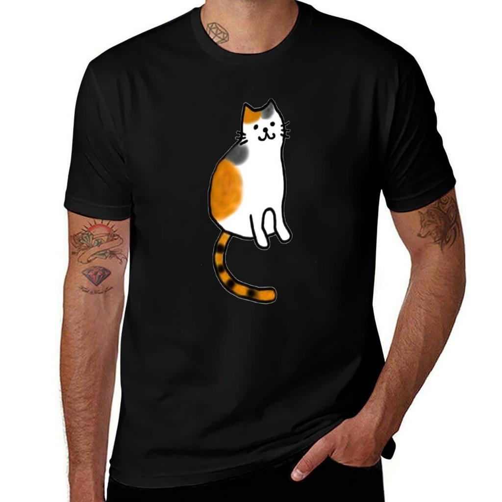Smiling Calico Cat Tshirt Classic Graphic Short Sleeve Top