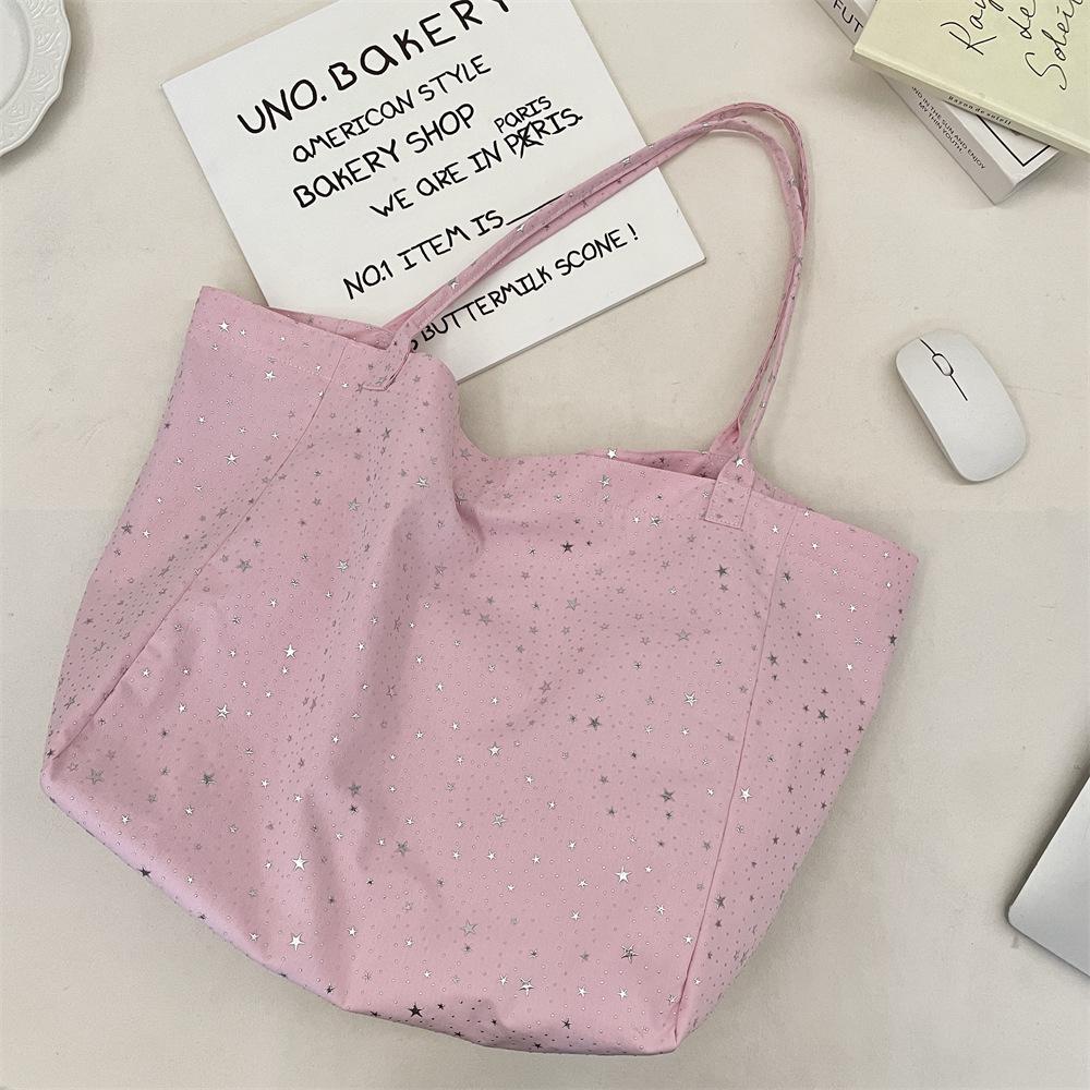Star Sparkling Canvas Bag New Large Capacity Single Shoulder Simple Versatile Tote Bag Bolsas De Mujer