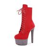 15Cm suede short boots model catwalk shoes women's runway sexy high heels pole dance boots
