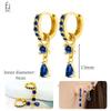 925 Silver Ear Buckles Fashion Hoop Earrings Dark Blue Crystal Pendant Gold Earrings High Women's Jewelry Luxury Gifts