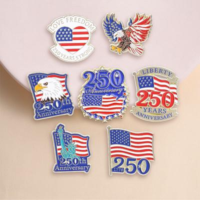 USA 250th Anniversary Enamel Pins USA Flag Bald Eagle Washington Statue of Liberty Independence Day Brooches Badge Jewelry Gifts