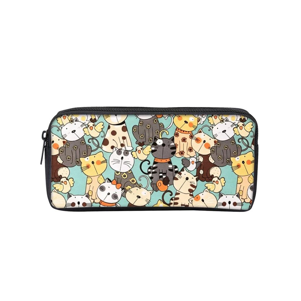 Astuccio a Scomparto Singolo con Stampa di Teste di Gatto Colorate per Ragazzo/Ragazze Migliori Regali Astuccio Cartone Animato per Materiale Scolastico per Bambini