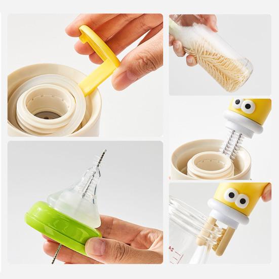 5-In-1 Multi-functional Cup Cleaning Brush Cartoon Boot Long Handle Silicone Brush Baby Bottle Cup