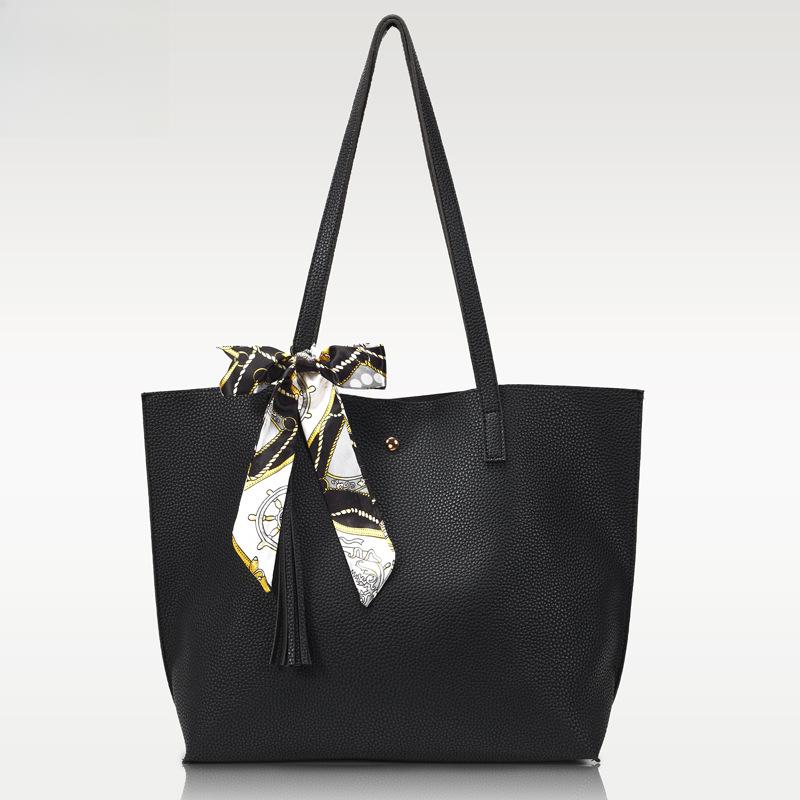 

Tote Bag, Women s Fringed Pu Lychee Pattern Single-shoulder Bag with Silk Scarf, Hand-held, Large Capacity Tote Bag 33*11*31.5cm