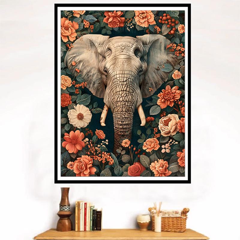 5d DIY Diamond Painting Cross Stitch Animals Elephants Flowers Diamond Embroidery Mosaic Full Round Drill Home Decor Arts