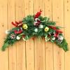Xmas Swag Decoration Table Centerpiece Artificial Decorative Swag with Berries Pine Cone Red Bow Xmas Balls for Table Fireplace