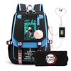 Two-dimensional Peripheral Day Man Ghost Extinguishing Backpack Pencil Bag Large Capacity Student Leisure Schoolbag with USB Port