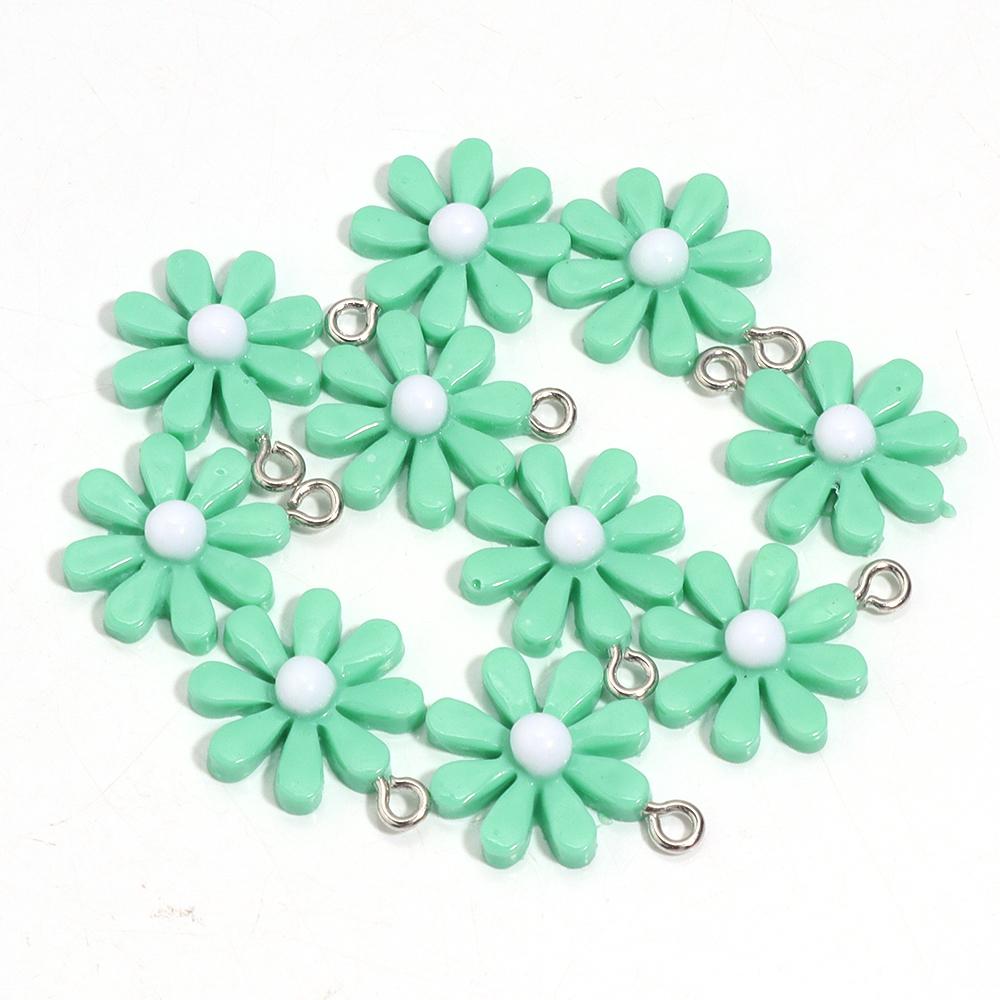 10pcs/Lot Resin Daisy Flower Pendant Colorful Glossy Surface Flower Charm For Jewelry Making DIY Keychain Earring Charm Pendant