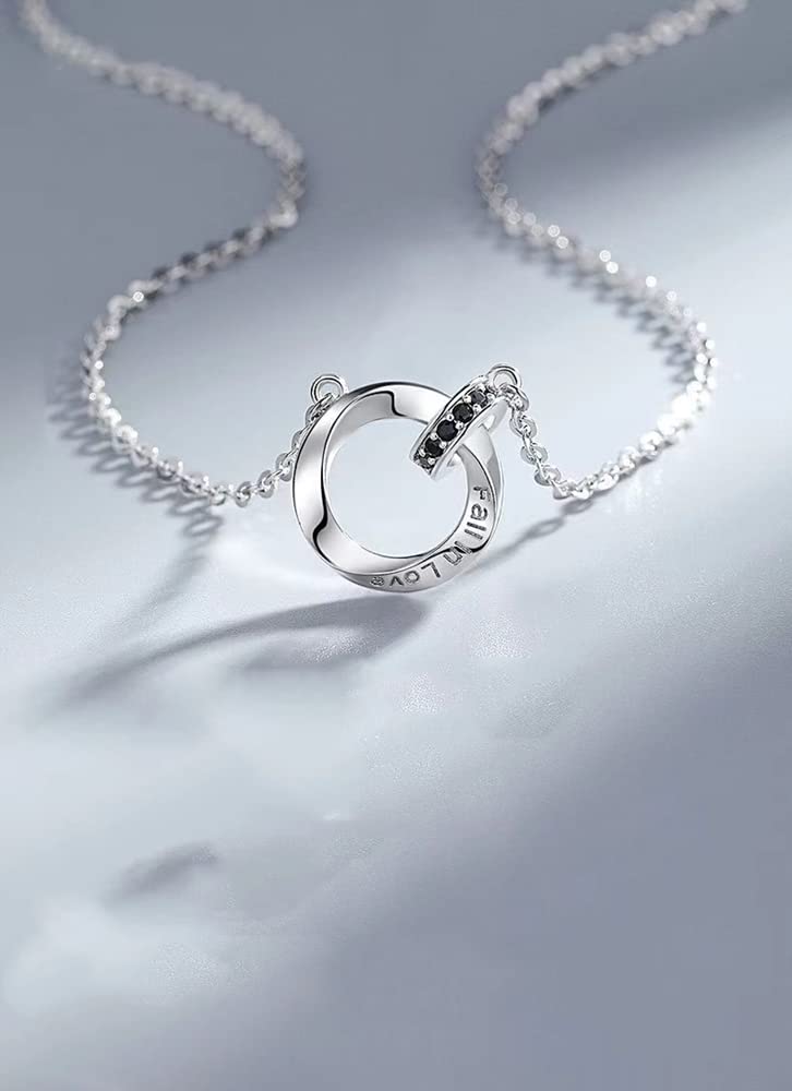 Amazon Exclusive Brand Necklace Necklace Popular Double Ring Couple Necklace Mevius Necklace Simple Stylish Double Ring Pendant Stainless Steel